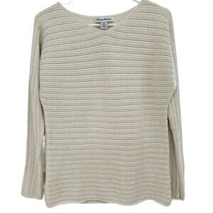 Tommy Bahama Metallic Gold Thread Knit Sweater S Long Sleeve Lightweight